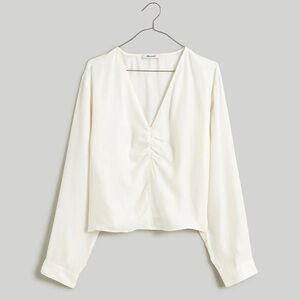 Madewell Brushed Ruched Front Top Blouse in Lighthouse Ivory Size 12 NWT